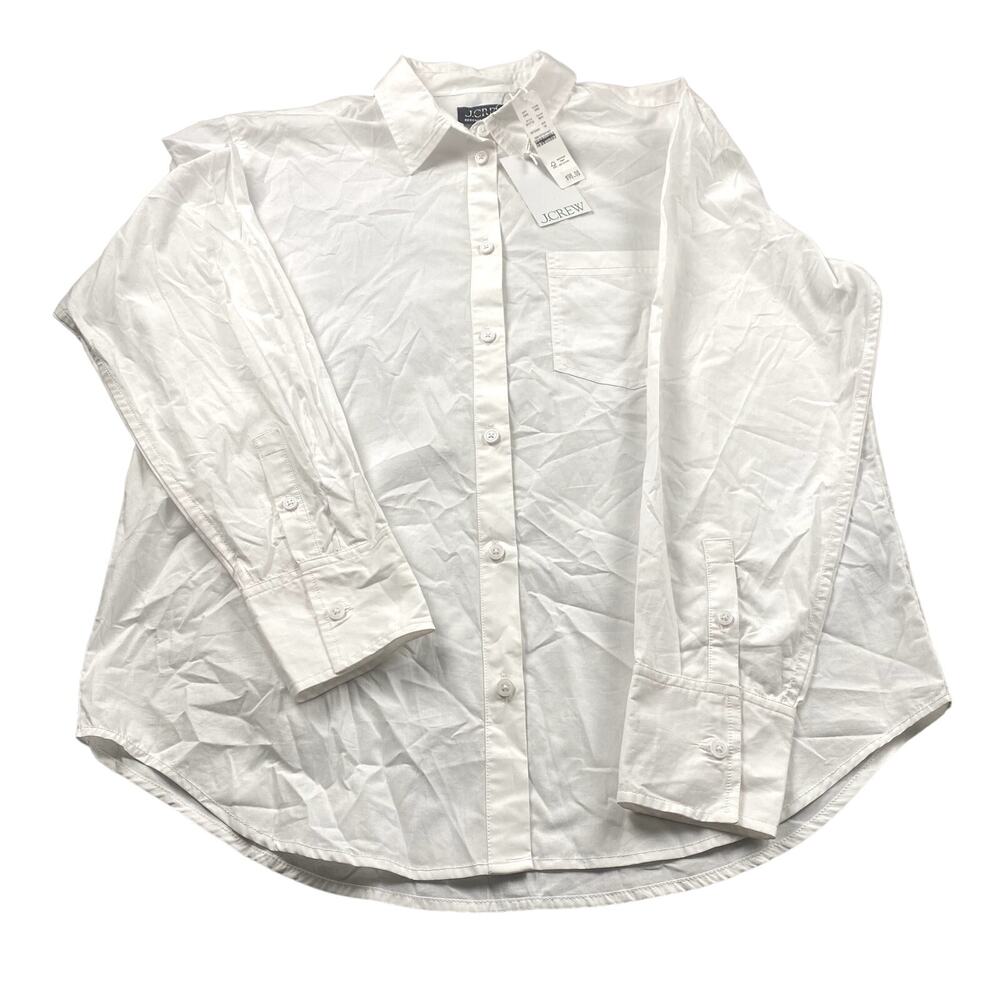 J.Crew Top Women 10 White Button Up Shirt Casual Classic Preppy NWT BY715